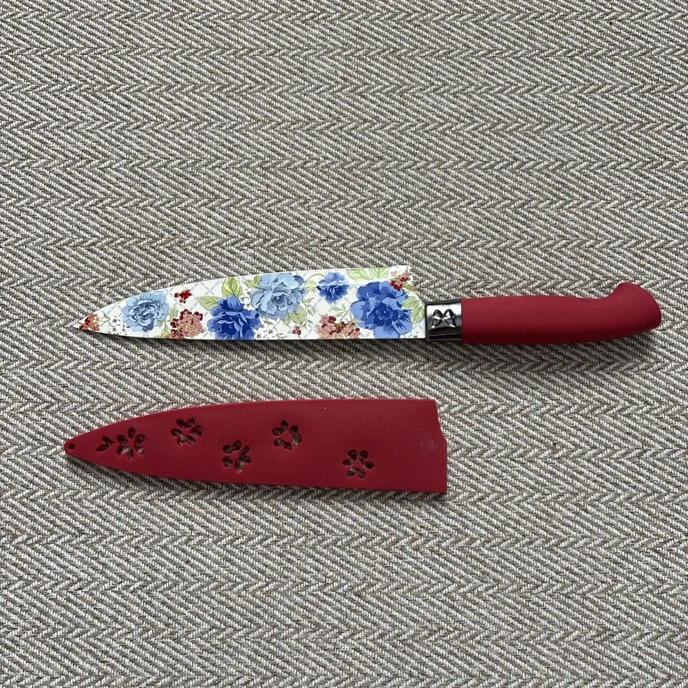 Pioneer Woman 8-inch Chef Knife From Her Floral Collections With Sheath